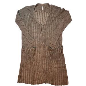 Free People Cardigan Womens XS Ribbed Knit Duster Boho Hippie Lagenlook Sweater